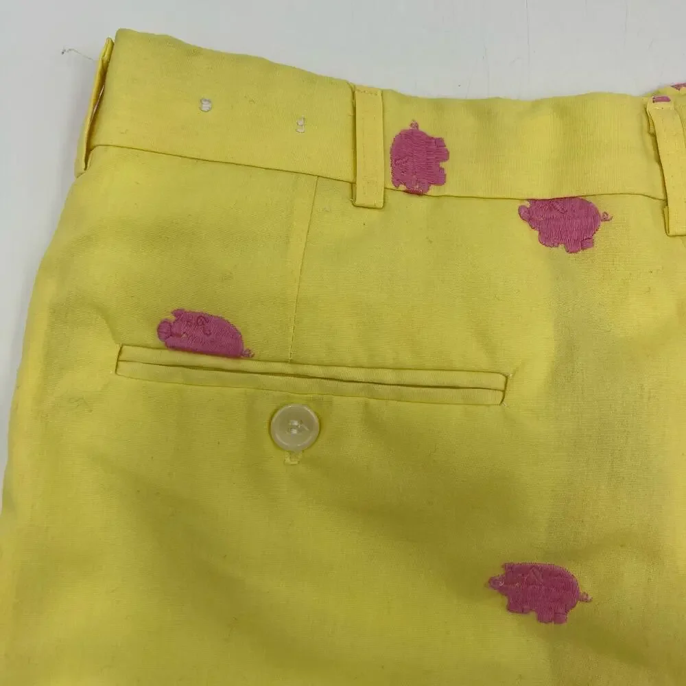 Murray's Togglery Shop Nantucket Embroidered Pig Shorts Yellow